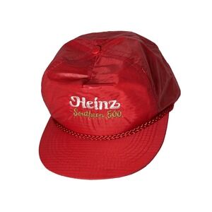 Heinz Southern 500 Vintage NASCAR Snapback Hat Red Ripstop Rope Cap Head To Toe